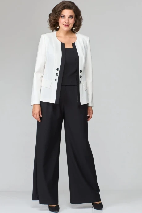 Брючный костюм *Распродажа Anastasia Mak 1123 чёрно-белый тройка #1