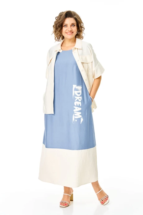 Костюм с платьем Vi Oro 1256 голубой+молоко двойка #1