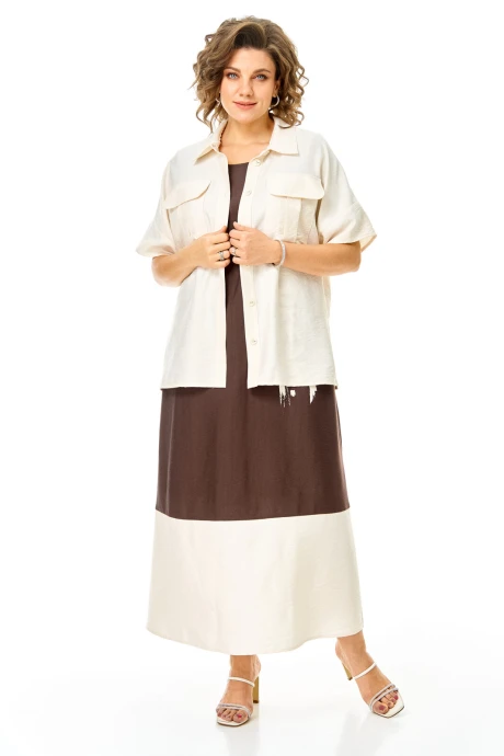 Костюм с платьем Vi Oro 1256 шоколад+молоко двойка #1