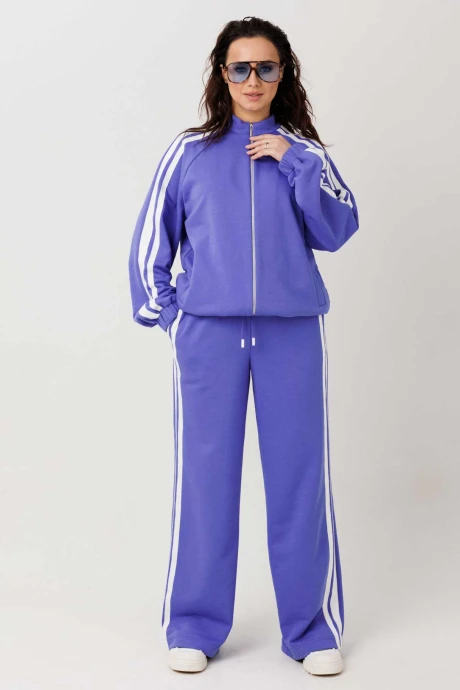 Брючный костюм MisLana 1306 синий/молочный двойка #1