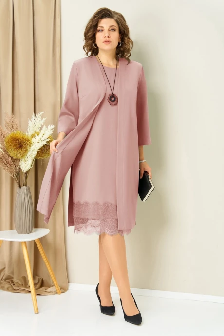 Костюм с платьем VOLNA 1459 пудрово-розовый #1