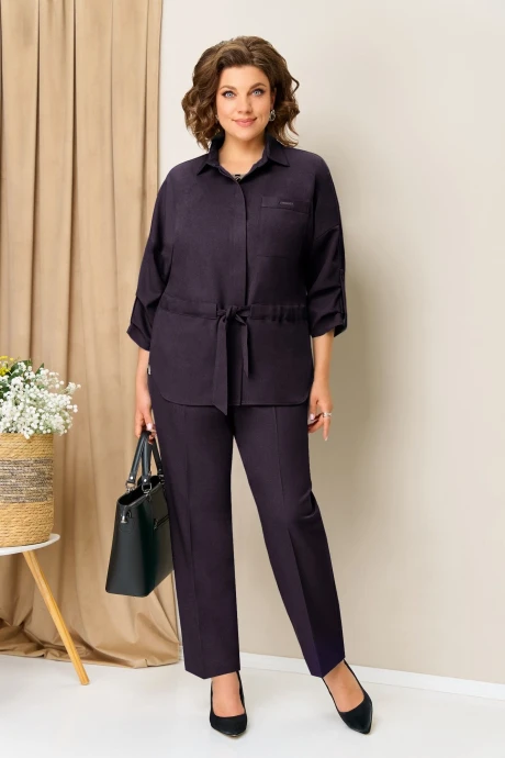 Брючный костюм VOLNA 1398 баклажан тройка #1