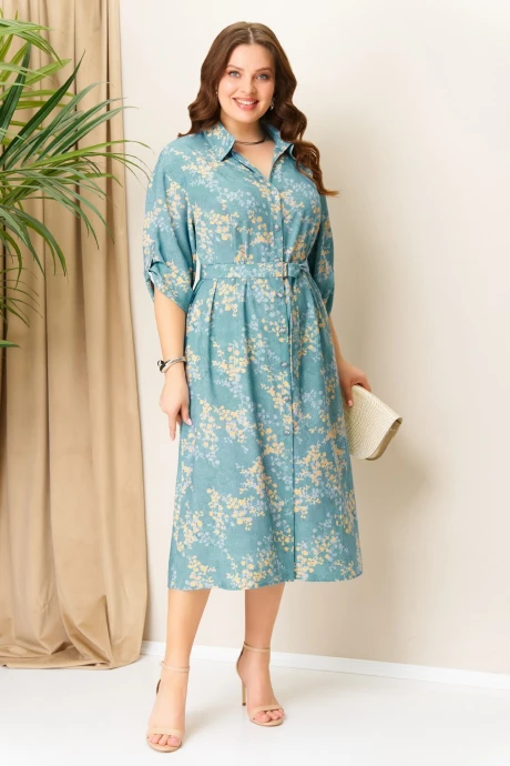 Платье VOLNA 1408 бирюзовый/цветы #1