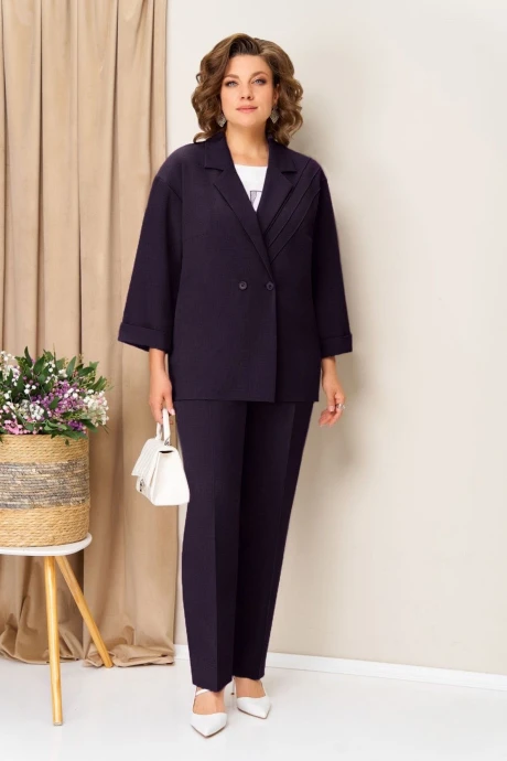 Брючный костюм VOLNA 1429 баклажан тройка #1