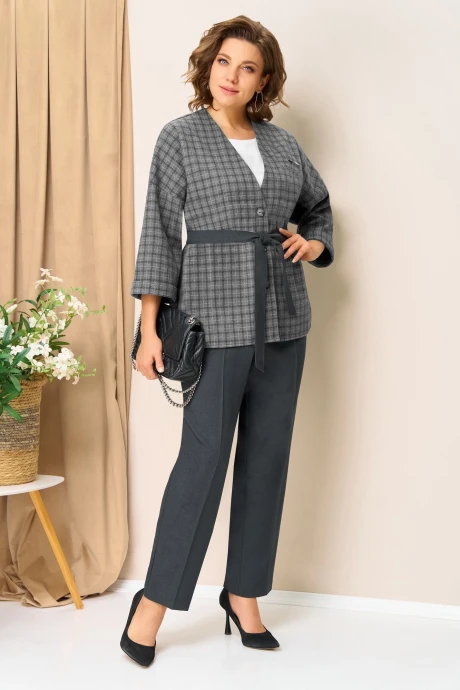 Юбочный костюм VOLNA 1437 серо-графитовый тройка #1