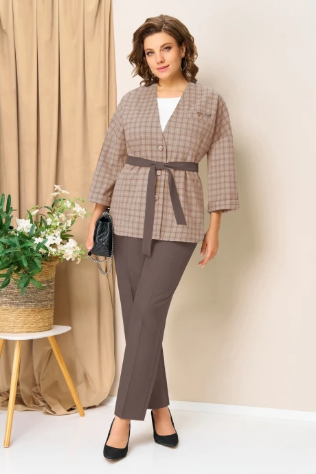 Юбочный костюм VOLNA 1437 серо-графитовый тройка #1