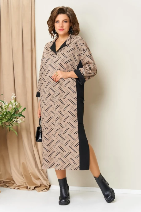 Платье VOLNA 1442 черно-бежевый #1