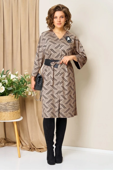 Платье VOLNA 1443 бежевый с рисунком #1