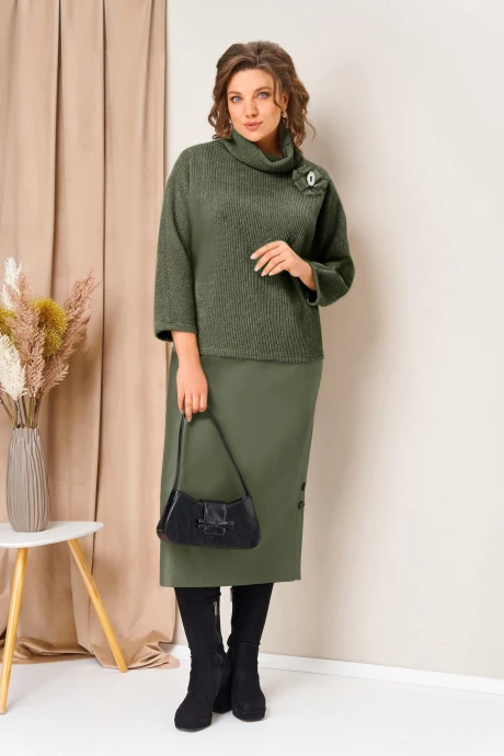Юбочный костюм VOLNA 1447 хаки #1