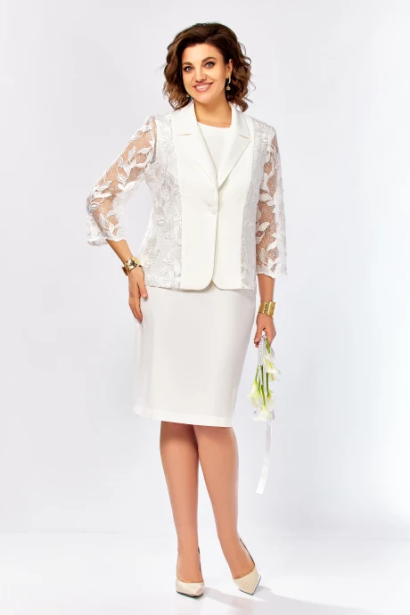 Юбочный костюм Ольга Стиль 997 белое_молоко двойка #1