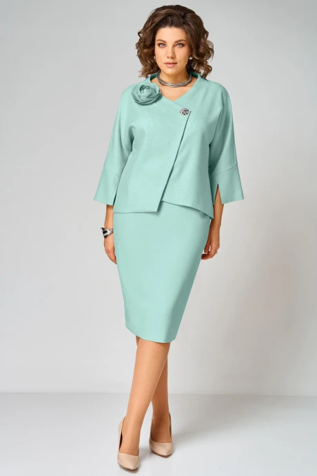 Юбочный костюм Мишель Стиль 1346 бирюзовый двойка #1