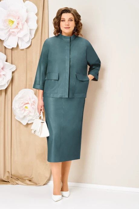 Юбочный костюм VOLNA 1463 мятно-изумрудный тройка #1