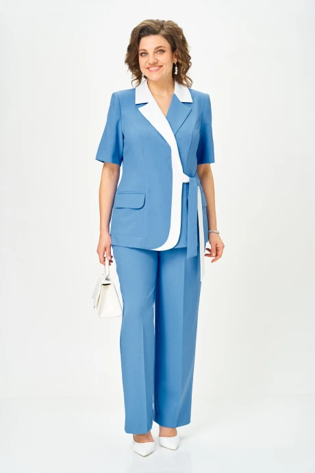Брючный костюм Орхидея Люкс 1669 голубой двойка #1