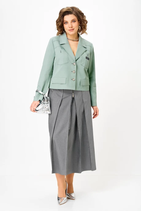 Юбочный костюм AIRA style 24139 серо-зеленый двойка #1