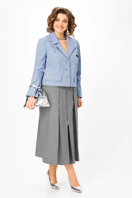 Юбочный костюм AIRA style 24139 серо-голубой двойка #1