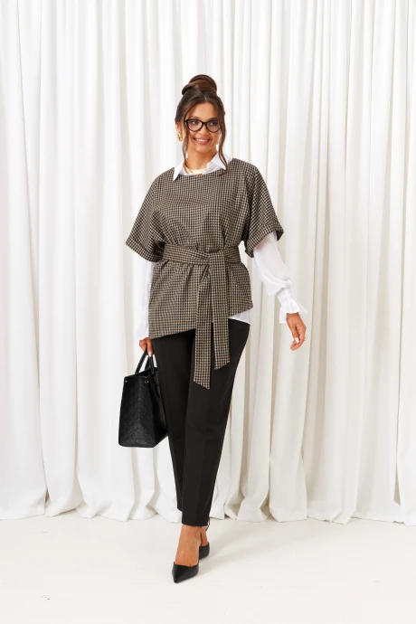 Брючный костюм *Распродажа Beautiful&Free 6419 оливково-черный тройка #1