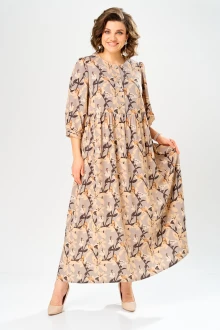 Платье AXXA 55235 бежевый+серый
