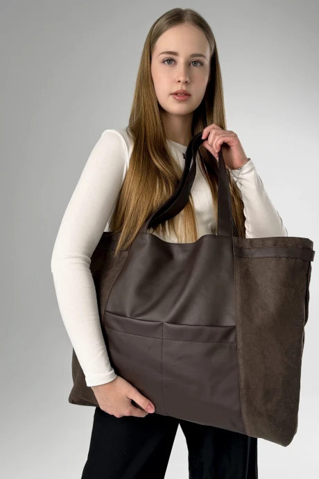 Сумка MT.Style 4816131717542 BELLA2 brown-velour_коричневый_экокожа + велюр #1