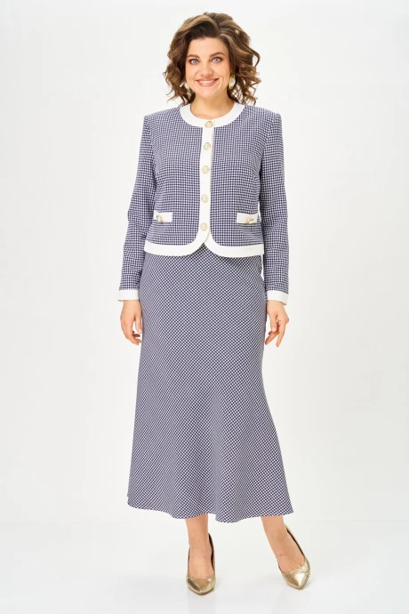 Юбочный костюм Svetlana-Style 2332 синий узор+белый #1