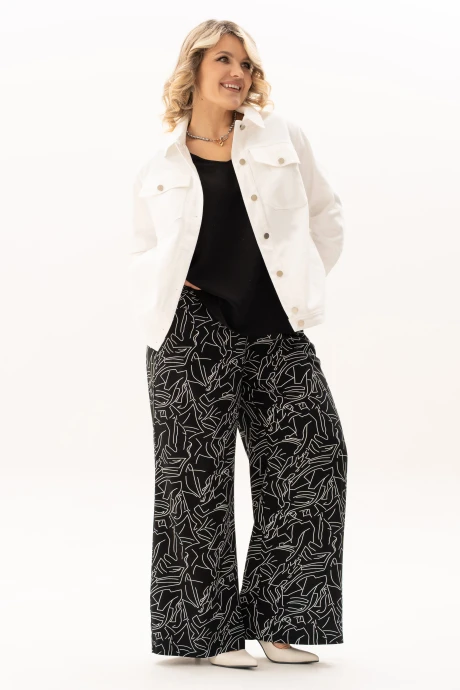 Брючный костюм Algranda 4133 Черный, Молочный тройка #1
