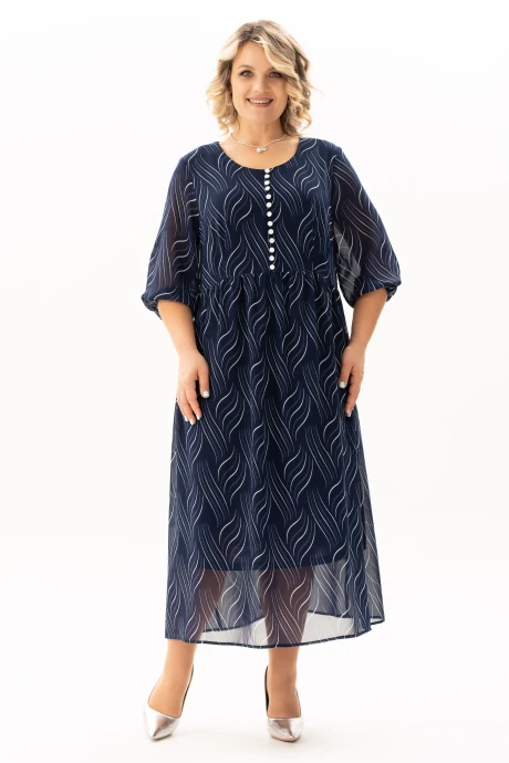 Платье Algranda 4145-с Синий, Молочный #1