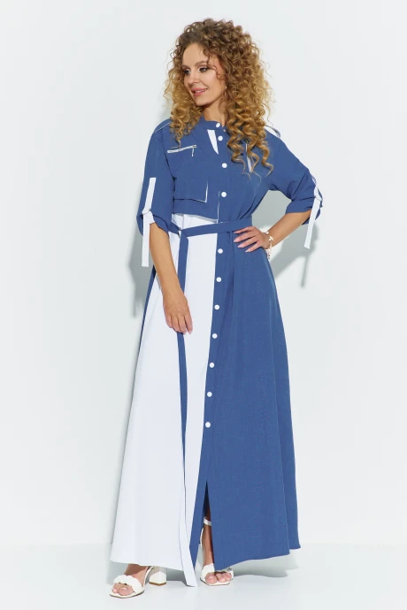 Платье Euromoda 691 синий белый #1