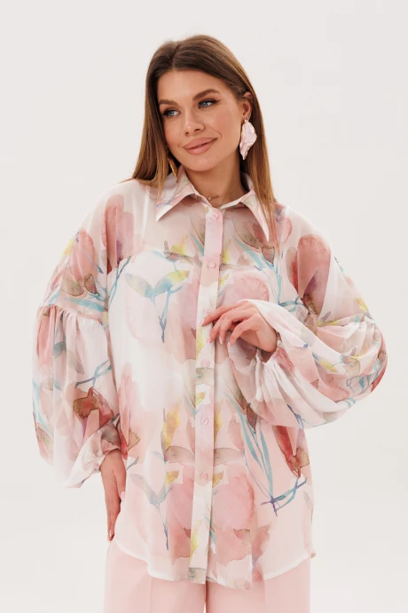 Блузка AmberaStyle 1142 акварель_цветы #1