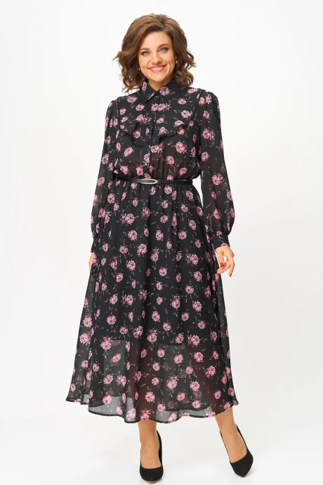 Платье ANDINA CITY 8038-25 чёрный_с_бежевым двойка #1