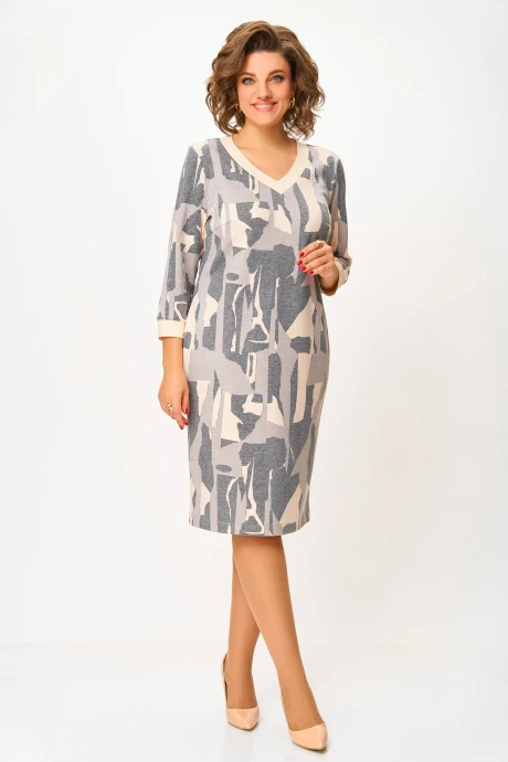 Платье *Распродажа Swallow 782.2 Серо-бежевый принт #1