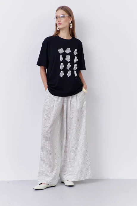 Брючный костюм FLAIM 2080 черный+белый горох #1