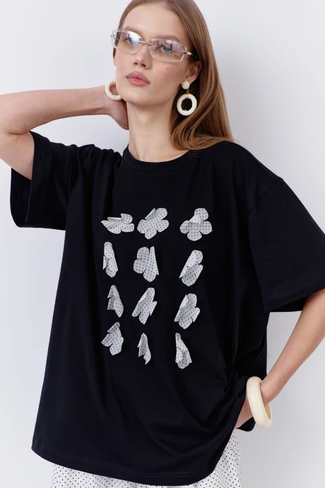 Джемпер (кофта) FLAIM 2081 черный+белый горох #1