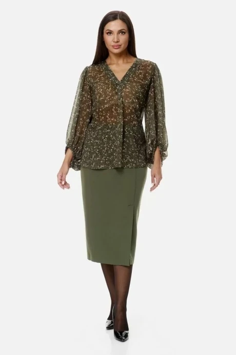Юбочный костюм *Распродажа Anastasia 1049 олива двойка #1