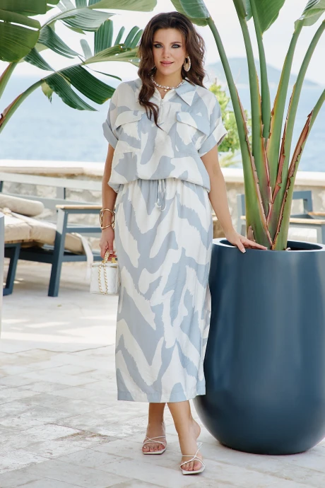 Юбочный костюм Vittoria Queen 27893 молочный, серо-голубой двойка #1