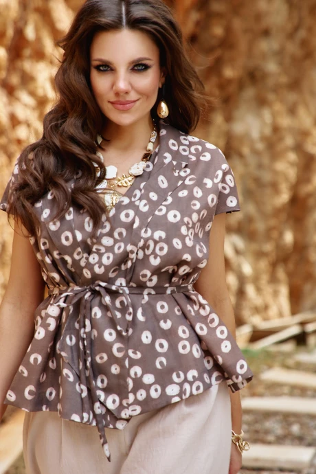 Жакет (пиджак) Vittoria Queen 28123ж коричневый, принт #1