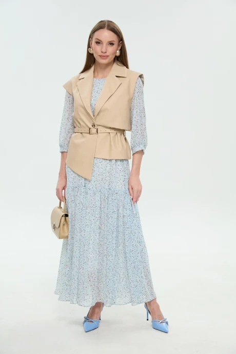 Костюм с платьем NikVa 1037-1 крем-брюле_и_небесный двойка #1
