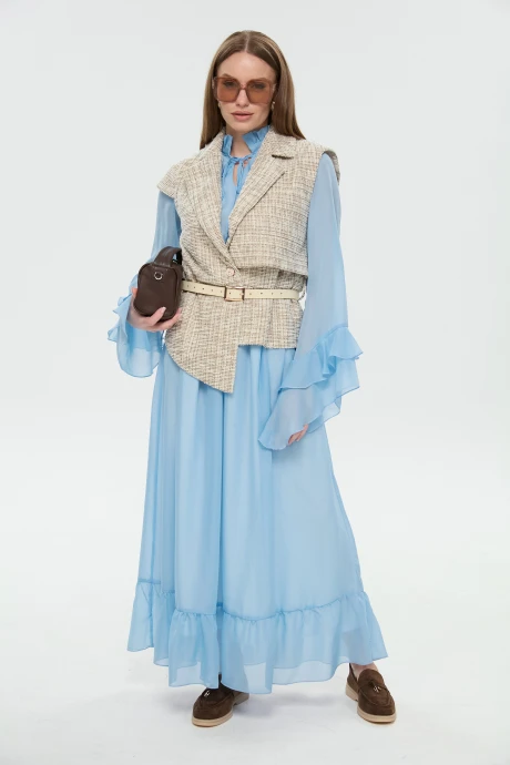 Костюм с платьем NikVa 1040-1 небесный_и_песочный двойка #1