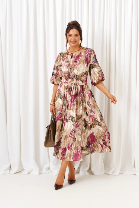 Платье Beautiful&Free 6412 бежево-бордовый #1