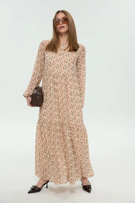 Платье NikVa 1044-1 бежевый_мультиколор #1