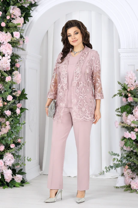 Брючный костюм Нинель Шик 6109 пудра тройка #1