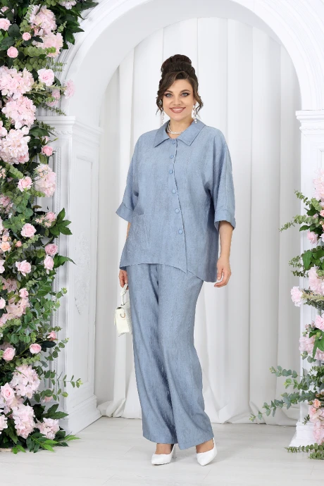 Брючный костюм Нинель Шик 7497 Небесный двойка #1