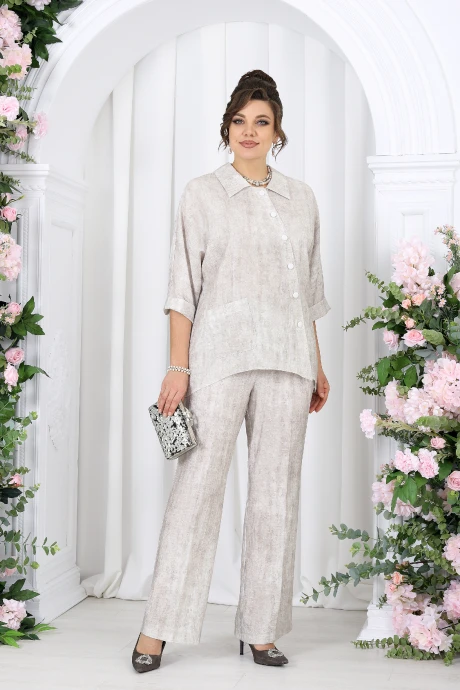 Брючный костюм Нинель Шик 7497 Светло-бежевый двойка #1