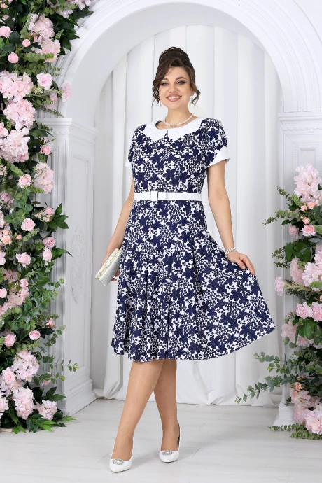 Юбка Нинель Шик 7533 синие_цветы #1