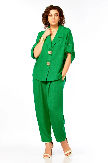 Брючный костюм Ольга Стиль 1013 зеленый двойка #1