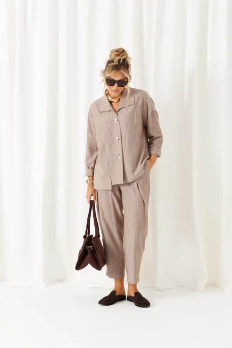 Брючный костюм Beautiful&Free 6459 полоска кофе двойка #1