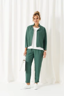 Брючный костюм Beautiful&Free 6457 бутылочно-зелёный тройка