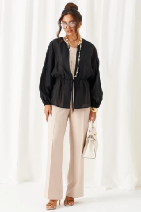 Брючный костюм Beautiful&Free 6448 бежево-черный тройка #1