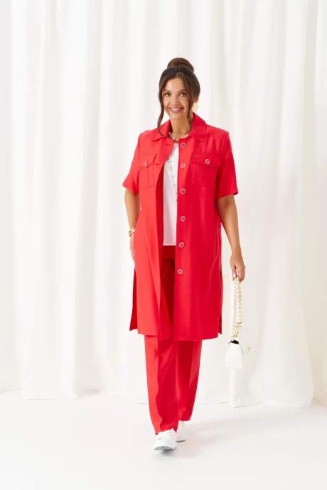 Брючный костюм Beautiful&Free 6454 красный тройка #1