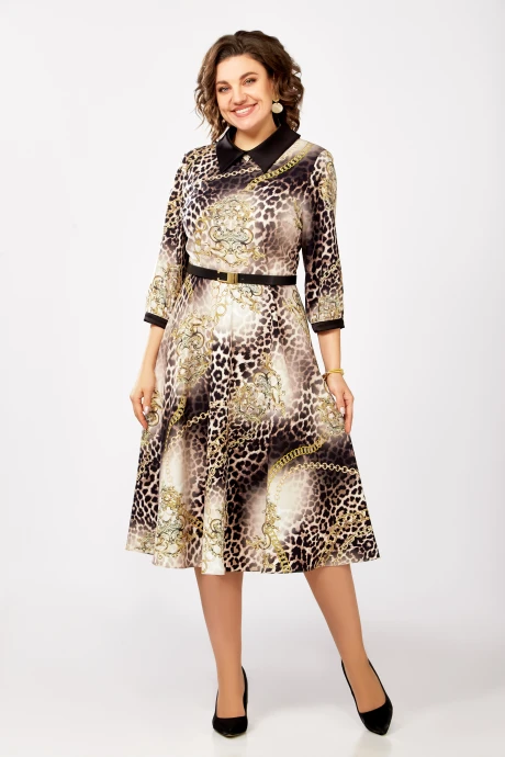 Платье Swallow 804.2 Леопард, в золотой принт в стиле «Версаче» #1