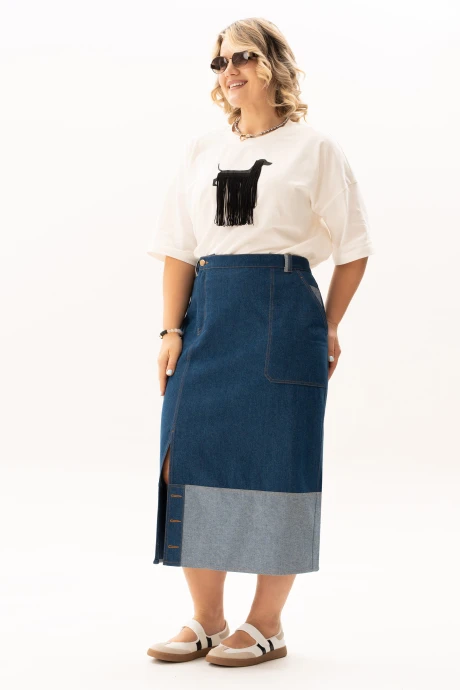 Юбочный костюм Algranda 4148 Черный, Молочный, джинс двойка #1