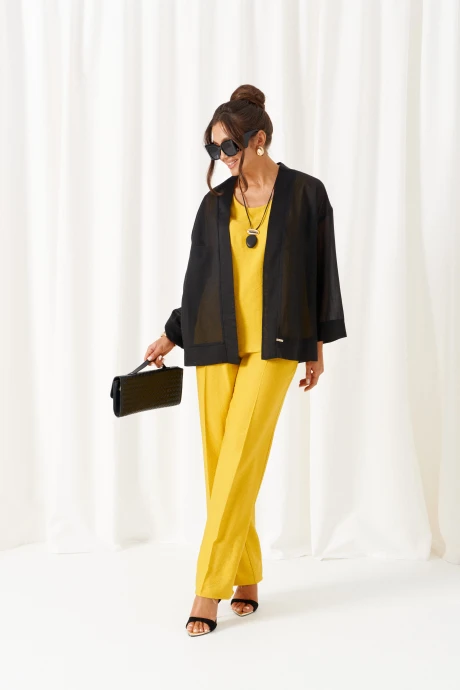 Брючный костюм Beautiful&Free 6449 жёлто-черный тройка #1